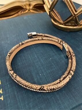Beige Snakeskin Double Wrap Bracelet